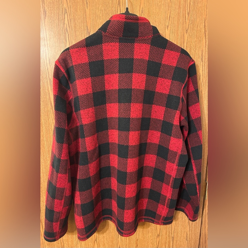 The North Face Men's Red Buffalo Plaid Fleece 1/4 Zip Pullover - Picture 4 of 4
